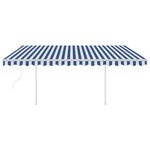 vidaXL Auvent automatique rétractable avec poteaux 4 5x3 5m Bleu blanc