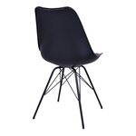 2 chaises de table à manger en cuir noir aux pieds noirs