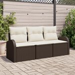 vidaXL Ensemble de canapés de jardin 3 pièces avec coussins marron poly rotin