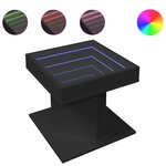 vidaXL Table basse avec LED noir 50x50x45 cm bois d'ingénierie