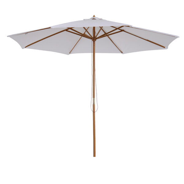 Parasol droit en bois polyester haute densité protection solaire Ø 3 x 2 5 m crème