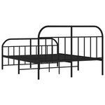 vidaXL Cadre de lit métal sans matelas avec pied de lit noir 135x190cm