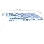 vidaXL Auvent automatique capteur de vent/LED 400x350 cm Bleu et blanc