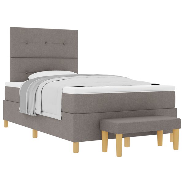 Lit Box Spring vidaXL avec Matelas & Banc Taupe 120x200 cm Tissu