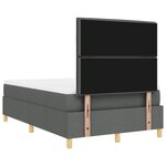 vidaXL Lit à ressorts avec matelas gris foncé  petit lit double en tissu