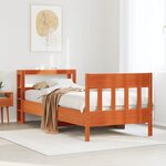 vidaXL Cadre de lit sans matelas cire marron 90x200 cm bois pin massif