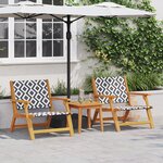 Chaises de jardin vidaXL avec table 3 Pièces Noir et Blanc en acacia massif
