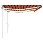 vidaXL Auvent automatique capteur de vent et LED 6x3 5 m Orange marron