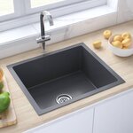 vidaXL Évier de cuisine fait main Noir Acier inoxydable