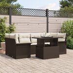 vidaXL Ensemble de canapé de jardin 7 pièces avec coussins en poly rotin brun
