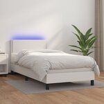 vidaXL Sommier à lattes de lit avec matelas et LED Blanc 80x200cm