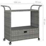 vidaXL Chariot de bar avec tiroir Gris 100x45x97 cm Résine tressée