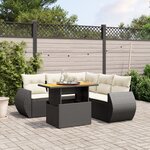vidaXL Salon de jardin 6 Pièces avec coussins noir résine tressée
