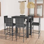 vidaXL Ensemble de bar d'extérieur 7 Pièces coussins Résine tressée Gris