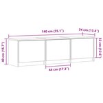 vidaXL Meuble TV avec LED gris béton 140x34x40 cm bois d'ingénierie
