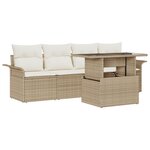 vidaXL Ensemble de canapé de jardin 5 pièces avec coussins beige en poly rotin