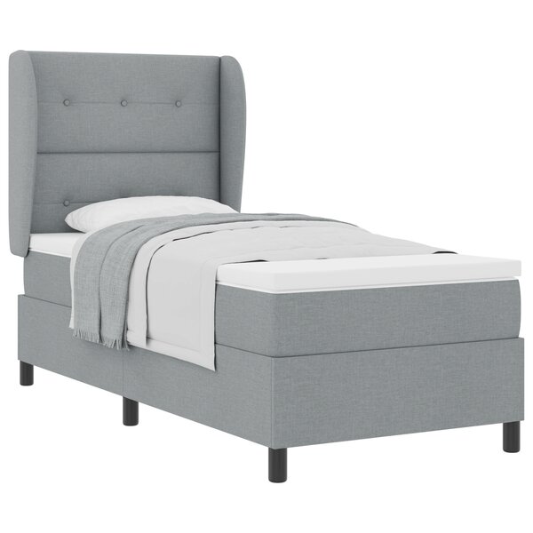 vidaXL Lit à ressorts avec matelas Gris clair 90x190 cm Tissu