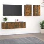 vidaXL Ensemble de meubles TV 4 Pièces Chêne fumé Bois d'ingénierie