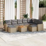 vidaXL Salon de jardin et coussins 10 Pièces mélange beige résine tressée