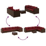 vidaXL Salon de jardin avec coussins 7 Pièces marron résine tressée