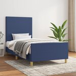 vidaXL Cadre de lit sans matelas bleu 90x200 cm tissu