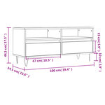 vidaXL Meuble TV chêne fumé 100x34 5x44 5 cm bois d'ingénierie