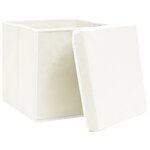 vidaXL Boîtes de rangement avec couvercles 4Pièces Blanc 32x32x32cm Tissu