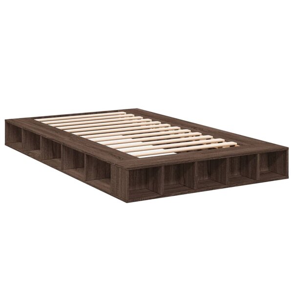 vidaXL Cadre de lit chêne marron 135x190 cm bois d'ingénierie