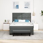 vidaXL Lit à ressort avec Matelas & Banc Gris Foncé 140x200 cm Tissu