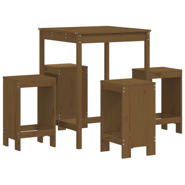 vidaXL Ensemble de bar de jardin 5 Pièces marron miel bois de pin massif