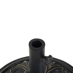 Pied de parasol rond base de lestage Ø 48 x 34H cm ciment HDPE motif fleurs de lys poids net 13 Kg noir doré