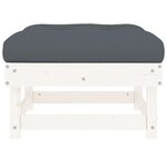 vidaXL Repose-pied de jardin avec coussin blanc bois de pin massif