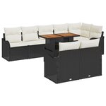 Ensemble de canapé de jardin de 9 pièces avec coussins noirs en poly rattan