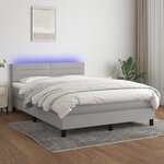 vidaXL Sommier à lattes de lit et matelas et LED Gris clair 140x190 cm