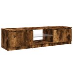 vidaXL Meuble TV avec lumières LED Chêne fumé 140x40x35 5 cm