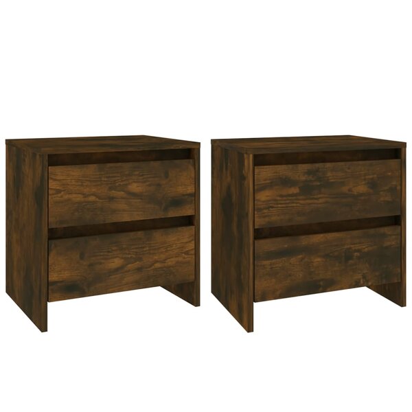vidaXL Tables de chevet 2Pièces chêne fumé 45x34 5x44 5cm bois ingénierie