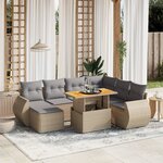 vidaXL Salon de jardin avec coussins 8 Pièces beige résine tressée