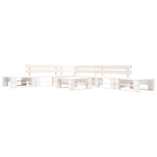 Salon de jardin meuble d'extérieur ensemble de mobilier palette 6 pièces bois blanc 02_0018455
