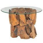 vidaXL Table basse Bois flottant de teck massif 60 cm