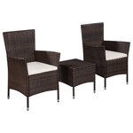 vidaXL Mobilier de bistro 3 Pièces Résine tressée Marron