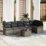 vidaXL Ensemble de canapé de jardin 6 pièces avec coussins en poly rattan noir