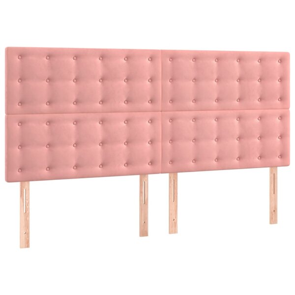 vidaXL Têtes de lit 4 Pièces Rose 80x5x78/88 cm Velours