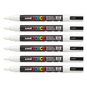 Marqueur pointe conique fine POSCA PC3M 0,9 - 1,3mm Blanc x 6 POSCA