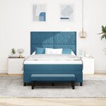 vidaXL Lit à ressorts avec matelas et banc bleu foncé 140x200 cm velours