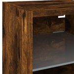 vidaXL Meuble TV mural avec lumières LED chêne fumé 30x28 5x30 cm