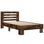 vidaXL Cadre de lit chêne fumé 75x190 cm bois d'ingénierie et métal