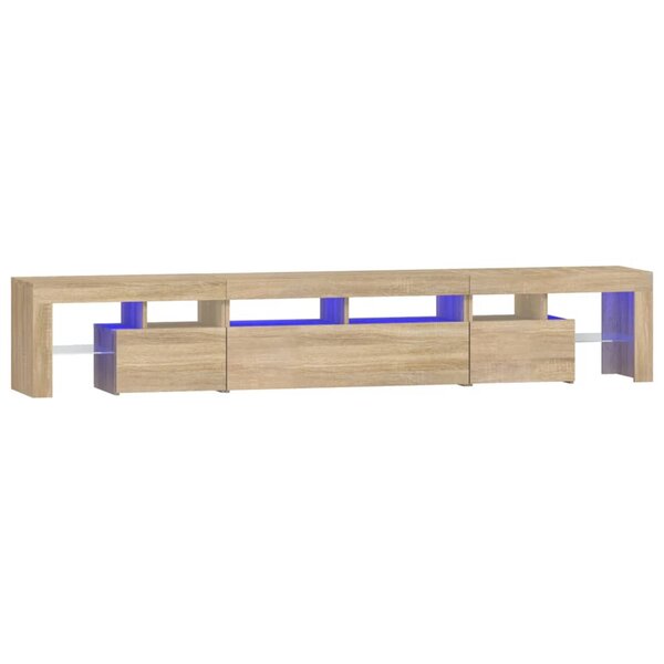 vidaXL Meuble TV avec lumières LED Chêne sonoma 230x36 5x40 cm