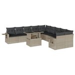 vidaXL Salon de jardin 11 Pièces avec coussins gris clair résine tressée