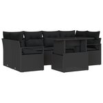 Ensemble de Canapé de Jardin vidaXL 7 pièces avec coussins en poly rattan noir
