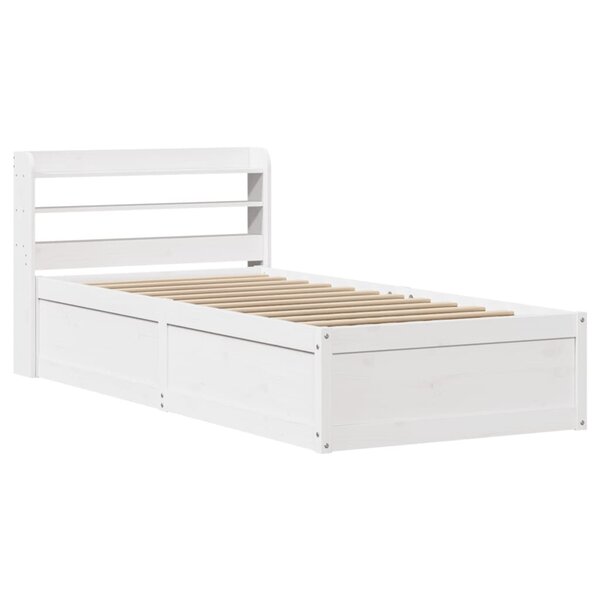 vidaXL Cadre de lit avec tête de lit blanc 75x190cm bois de pin massif